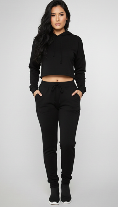 Essential Cropped Hoodie Set