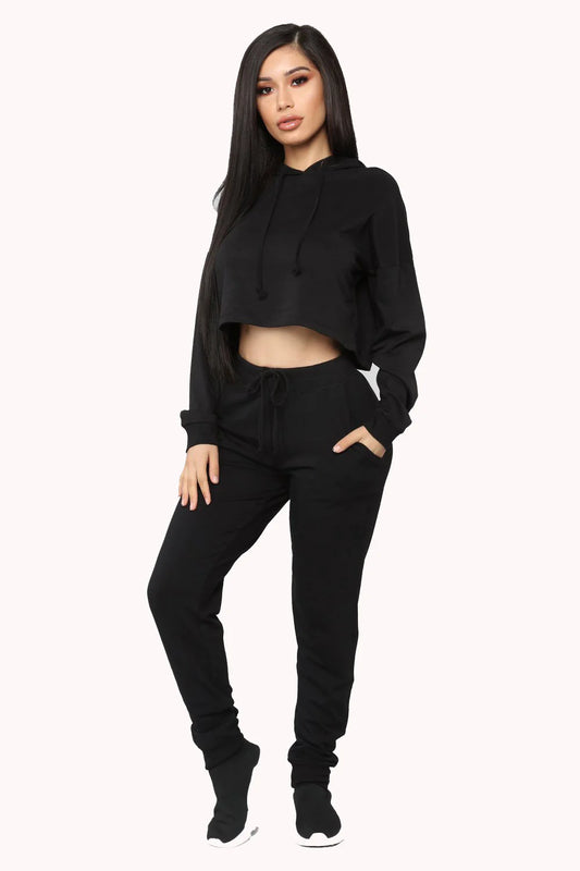 Essential Cropped Hoodie Set